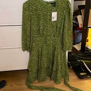 Forever 21 green and white ruffle dress